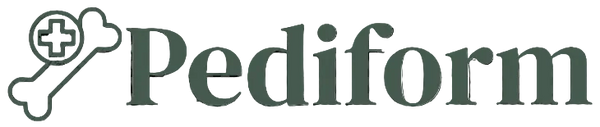 Pediform logo with a medical cross and bone symbol on a transparent background